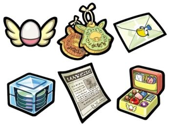 Rule 34 | 00s, badge, bag, berry (pokemon), chunsoft, disc, gen 3 pokemon, kecleon, lowres, mail, newspaper, nintendo, no humans, official art, oran berry, pecha berry, pelipper, pokemon, pokemon (creature), pokemon mystery dungeon, scarf