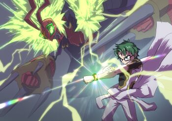 Rule 34 | 2boys, arthropod boy, banchostingmon, banchou, delinquent, digimon, digimon (creature), energy, highres, multiple boys, original