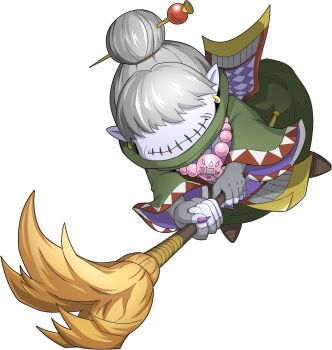 Rule 34 | absurdres, babamon, broom, covered eyes, digimon, digimon (creature), digimon new century, highres, official art, solo