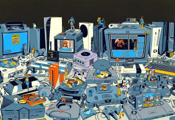 action_figure atari atari_2600 atari_jaguar brand_name_imitation cable can cd character_request chrono_trigger controller copyright_request crono_(chrono_trigger) crt dreamcast_controller drink_can dvd_case english_text final_fantasy final_fantasy_i game_cartridge game_console game_controller gamecube gamecube_controller gamepad highres magnavox_odyssey neo_geo nes nes_cartridge nintendo nintendo_64 nintendo_64_controller object_request pc_engine playstation_1 playstation_2 playstation_5 red_mage_(final_fantasy) sega sega_dreamcast sega_mega_drive sega_mega_drive_controller soda_can stephen_maurice_graham super_famicom super_famicom_cartridge super_famicom_gamepad television toy video_game wii wii_remote wire xbox_(original) xbox_360 xbox_series_x