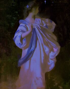 1girl absurdres black_hair dark_background earrings hair_ornament hand_up highres jewelry looking_to_the_side nose original robe sash yuming_li