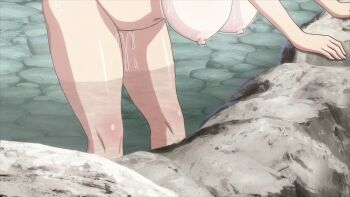 1girl animated animated_gif ass bath bent_over blush breasts hanging_breasts highres hoods_entertainment huge_ass huge_breasts lotion manyuu_hikenchou manyuu_kagefusa nipples nude pussy_juice silver_hair bouncing_breasts takagi_jun thick_thighs thighs wet wide_hips yellow_eyes