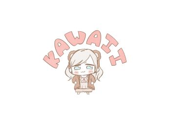 1girl :3 animal_ear_hairband animal_ears bear_ear_hairband bear_ears blue_eyes brown_cardigan brown_shorts camisole cardigan ceras_yanagida_lilienfeld chibi chibi_only closed_mouth commentary dress fake_animal_ears grey_camisole grey_hair hairband highres kai_(kkaaii0427) link!_like!_love_live! long_hair looking_at_viewer love_live! official_alternate_costume open_cardigan open_clothes shorts simple_background sleeveless sleeveless_dress solo virtual_youtuber white_background
