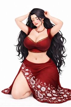 bindi curvy delightfully_fuckable_and_unrefined!! highres housewife india indian indian_clothes indian_style meme non-web_source sari sitting submissive_and_breedable_(meme)