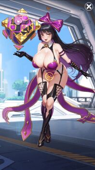 animated animated_gif breasts cleavage idle_epic_angels_of_fate latex live2d long_hair non-web_source pandora_(idle_epic_angels_of_fate)