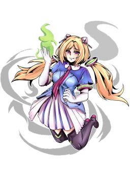 Rule 34 | 1girl, aki rosenthal, aki rosenthal (1st costume), black boots, blonde hair, bob cut, boots, breasts, detached hair, headgear, highres, hololive, idol showdown, large breasts, long hair, looking at viewer, official art, purple eyes, virtual youtuber