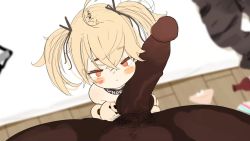 1boy 1girl age_difference ahoge anal animated arm_grab ass audible_speech bed bed_sheet bent_over black_ribbon bouncing_ass choker cleft_of_venus dark-skinned_male dark_skin deep_penetration facial_mark flat_chest freckles from_side gluteal_fold hair_ornament hair_ribbon heart heart_choker hetero highres holding_another&#039;s_wrist huge_ass huge_penis huge_testicles imminent_penetration imminent_vaginal interracial jiggle just_the_tip kitsuko_mura large_insertion legs_together loli looking_at_viewer male_pubic_hair navel one_eye_closed penis penis_on_face pubic_hair pussy ribbon rolling_eyes sex sex_from_behind short_hair size_difference skindentation solo_focus sound source_request stomach_bulge stuffed_animal stuffed_toy teddy_bear teeth testicles thigh_gap thighhighs torso_grab toyhentai twintails uncensored upper_teeth_only veins veiny_penis video