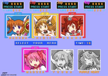 Rule 34 | brown hair, character select, choujigen game neptune, crossover, heei juun, isshiki akane, kamen rider, kamen rider (1st series), kaname madoka, kaname madoka (magical girl), lyrical nanoha, magical girl, mahou shoujo lyrical nanoha, mahou shoujo madoka magica, mahou shoujo madoka magica (anime), multiple crossover, neptune (series), pink hair, purple eyes, purple heart (neptunia), red eyes, red hair, senki zesshou symphogear, tachibana hibiki (symphogear), takamachi nanoha, vividred operation, yellow eyes, yuuki yuuna, yuuki yuuna wa yuusha de aru, yuusha de aru
