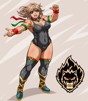 1girl breasts cleavage highres leotard muscular muscular_female original solo tagme taroimo_(00120014) wrestler wrestling_outfit