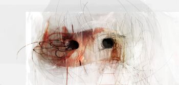 Rule 34 | 1girl, abstract, absurdres, black eyes, highres, looking at viewer, no pupils, original, portrait, seyooe, solo, spot color, white theme