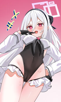 +++ 1girl :d absurdres black_bow black_gloves black_leotard black_neckerchief blue_archive blush bow breasts bright_pupils cameltoe commentary_request cosplay covered_navel cowboy_shot double-parted_bangs dutch_angle fang frilled_thigh_strap from_below gloves gluteal_fold gradient_background groin hair_between_eyes hair_bow half_updo halo hand_on_own_hip hand_up highleg highleg_leotard highres kei_(blue_archive) kei_(new_body)_(blue_archive) laughing leotard long_hair long_hair_between_eyes long_sleeves looking_at_viewer neckerchief ojou-sama_pose open_mouth papiko_(mochipapiko) pink_background pink_halo rectangular_halo red_eyes ringed_eyes shimiko_(blue_archive) shimiko_(blue_archive)_(cosplay) shimiko_(magical)_(blue_archive) shrug_(clothing) sidelocks simple_background skin_fang small_breasts smile solo straight_hair sweat thigh_gap thigh_strap thighs underboob v-shaped_eyebrows very_long_hair white_hair white_pupils white_shrug