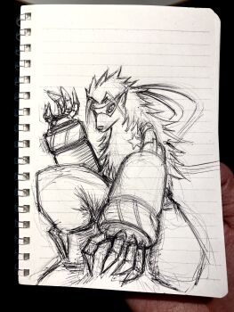 digimon digimon_(creature) highres long_hair mas_square mask star_(symbol) traditional_media wolvermon