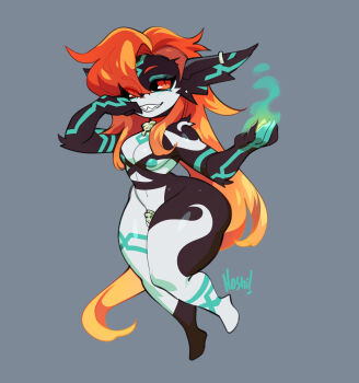 1futa alternate_costume alternate_hairstyle black_sclera black_skin blush body_markings breasts chastity_cage colored_sclera colored_skin ear_piercing evil_grin evil_smile eye_visible_through_hair fire flat_chastity_cage floating full_body futanari green_fire grey_background grin highres hoshi_(nedoiko) long_hair medium_breasts navel nintendo one_eye_covered orange_hair pale_skin pasties piercing pointy_ears red_eyes sharp_teeth small_chastity_cage small_penis smile tagme teeth the_legend_of_zelda the_legend_of_zelda:_twilight_princess twili zant