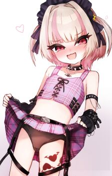 1girl black_panties clothes_lift commentary_request fingerless_gloves gloves highres huucha_(cpaf5377) lifting_own_clothes loli makaino_ririmu multicolored_hair nijisanji open_mouth paid_reward_available panties skirt skirt_lift solo underwear variant_set