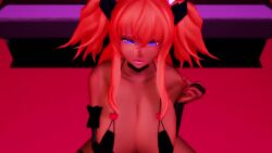 1girl 3d animated artist_request bedroom blonde_hair blue_sky bouncing_breasts breasts close-up dancing dark-skinned_female dark_skin handjob highres huge_breasts lips long_hair mikumikudance_(medium) official_alternate_costume onizaki_kirara seductive_smile shiny_skin sky slingshot_swimsuit smile solo sound squatting swimsuit tagme taimanin_(series) taimanin_rpgx twintails video