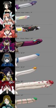 6+futa absurdres amou_kanade artist_name black_hair blonde_hair blue_eyes blue_hair blush carol_malus_dienheim chart comparison erection futanari garie_tuman green_hair grin hair_ribbon headgear highres kohinata_miku kushishekku leiur_darahim long_hair looking_at_viewer micha_jawkan multicolored_hair multiple_futa orange_hair penis penis_chart penis_comparison penis_size_comparison penis_size_difference phara_suyuf red_eyes red_hair ribbon senki_zesshou_symphogear serena_cadenzavna_eve sharp_teeth short_hair smile teeth testicles uncensored upper_body