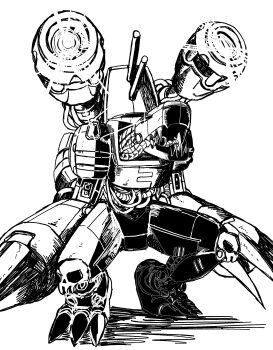 Rule 34 | absurdres, claw (weapon), digimon, digimon (creature), full body, highres, megane mochi, monochrome, mugendramon, no humans, non-humanoid robot, powering up, robot, robot dragon, shadow, sharp teeth, shoulder cannon, simple background, solo, teeth, weapon, white background