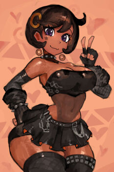 1girl alternate_costume dark-skinned_female dark_skin earrings emma_(pokemon) highres jewelry nintendo pokemon pokemon_legends:_z-a saiykik solo