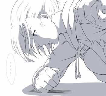 ... 1boy 1girl animated animated_gif annie_leonhart auto_(user_wnny3758) bouncing_breasts breasts doggystyle empty_eyes expressionless hand_on_another's_shoulder hood hoodie looking_down md5_mismatch military monochrome sex sex_from_behind shingeki_no_kyojin simple_background speech_bubble