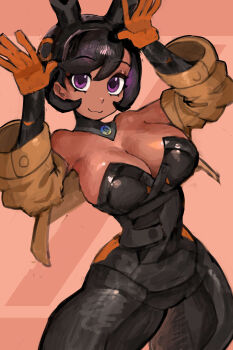 1girl adapted_costume breasts cleavage dark-skinned_female dark_skin emma_(pokemon) highres large_breasts pokemon pokemon_legends:_z-a saiykik solo