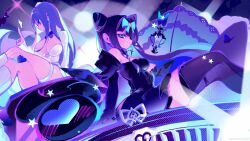 2girls absurdres animated arcaea bird black_dress black_thighhighs bug butterfly crossed_legs crow dress highres index_finger_raised insect lamp live2d multiple_girls muse_dash second-party_source sitting tagme thighhighs video white_thighhighs