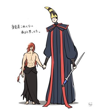 1boy 1girl black_hair elden_ring fromsoftware height_difference large_hat long_hair muu1519 radagon_of_the_golden_order red_hair rennala_queen_of_the_full_moon simple_background smile tall_female