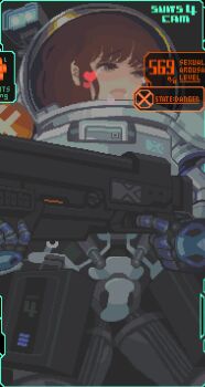 animated animated_gif battlesuit brown_hair fucked_silly gun headset heart interface koguma_project open_mouth orgasm sad saliva tears tentacles weapon