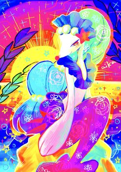 1other bad_tag blue_hair closed_mouth furry gem gen_7_pokemon hair_ornament helmet highres long_hair looking_at_viewer nintendo otonoha_aika pearl_(gemstone) pearl_hair_ornament pokemon pokemon_(creature) pokemon_focus primarina red_eyes sea_lion smile snout solo starfish_hair_ornament very_long_hair