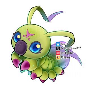 blue_eyes bug commentary digimon digimon_(creature) full_body highres looking_at_viewer no_humans solo symbol-only_commentary watermark wormmon youzaiyouzai112