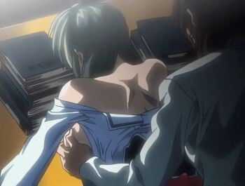 00s 1boy 1girl 2004 age_difference animated animated_gif ass back bent_over bible_black bible_black_new_testament blush bouncing_breasts breasts breasts_out closed_eyes clothed_sex clothes_lift doggystyle green_hair grope_from_behind groping groping_breast hetero huge_filesize lab_coat large_breasts long_sleeves miniskirt older_male_and_younger_female open_clothes pleated_skirt rape red_skirt school_uniform sex sex_from_behind shin_bible_black shirt shirt_lift short_hair skirt skirt_lift table tagme teacher_and_student thighhighs white_shirt
