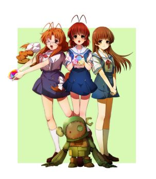 Rule 34 | > o, 3girls, :d, ;d, absurdres, alternate costume, antenna hair, bespectacled, blue skirt, blush, border, braid, braided ponytail, bread, brown eyes, brown footwear, brown hair, chinese commentary, clannad, closed mouth, commentary request, dango daikazoku, floating hair, food, full body, furukawa nagisa, furukawa sanae, garbage doll, girl from the illusionary world, glasses, green background, high-waist skirt, highres, hikarizaka private high school uniform, holding, holding food, kneehighs, loafers, long hair, looking at viewer, low ponytail, medium hair, mogege gk, mother and daughter, multiple girls, official alternate costume, one eye closed, open mouth, ponytail, red ribbon, ribbon, sailor collar, school uniform, serafuku, shirt, shoes, short sleeves, sidelocks, simple background, skirt, smile, socks, spoilers, standing, standing on one leg, summer uniform, suspender skirt, suspenders, very long hair, white-framed eyewear, white border, white sailor collar, white shirt, white socks, | |