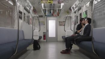 1boy 1girl animated censored japanese_(nationality) public_indecency tagme train train_interior video