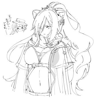 Rule 34 | > <, 2girls, animal ears, arknights, artist name, breasts, cat ears, ceylon (arknights), citron80citron, cleavage, commentary request, cropped torso, earpiece, greyscale, hair over one eye, large breasts, long hair, looking at viewer, monochrome, multiple girls, navel, parted bangs, parted lips, scarf, schwarz (arknights), simple background, stomach, very long hair