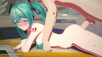 Rule 34 | 1boy, 1girl, 3d, anal, animated, aqua bikini, aqua eyes, aqua hair, aqua nails, arm tattoo, barefoot, bikini, blush, bouncing ass, breasts, chair, erection, from behind, from side, half-closed eyes, hatsune miku, head on hand, headset, long hair, looking at another, lounge chair, lying, medium breasts, moaning, nail polish, on stomach, outdoors, palm tree, parted lips, sex, sex from behind, sound, swimsuit, tagme, tattoo, teeth, toenail polish, toenails, tree, twintails, twitter username, video, vocaloid, zoanna3d