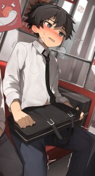 anal anal_object_insertion bar_censor blush briefcase censored collared_shirt erection hiding_erection highres male_focus male_masturbation masturbation necktie object_insertion open_mouth original prostate_milking public_indecency sex_toy sfisdis shirt shota sitting sweat sweatdrop train trembling_legs vibrator vibrator_in_anus white_shirt x-ray yaoi