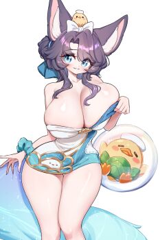 Rule 34 | 1girl, absurdres, ahri (league of legends), alternate breast size (larger), animal ear fluff, animal ears, baby animal, bird, black hair, blue eyes, blush, breasts, bubble, commentary, duck, duckling, fox ears, fox girl, fox tail, hair ribbon, highres, huge breasts, league of legends, naked towel, ribbon, simple background, smile, solo, spirit blossom springs ahri, tail, thighs, towel, untranslatable commentary, white background, white ribbon, wristband, yabby