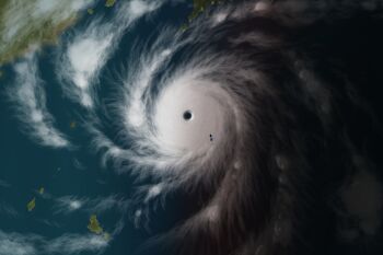 1girl absurdres chinese_commentary commentary_request from_above from_behind highres in_orbit inosakura original scenery school_uniform serafuku solo storm very_wide_shot