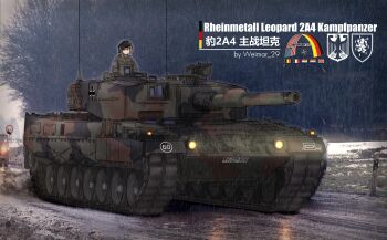 1girl absurdres american_flag artist_name belgian_flag beret brown_hair chinese_text dutch_flag ear_protection french_flag german_flag german_text green_jacket gun hair_ornament hairclip hat highres jacket leopard_2 looking_at_viewer luxembourgish_flag machine_gun mg3 military_vehicle motor_vehicle original outdoors photo_background rain red_eyes tank tree truck union_jack weapon weimar_29