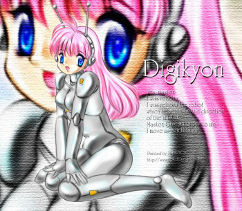 1girl blue_eyes doll_joints high_heels joints mecha_musume mechanical_arms milk_seiki nude pink_hair robot robot_joints robotgirl single_mechanical_arm yukipyon