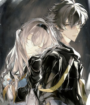 Rule 34 | 1boy, 1girl, absurdres, caelus (honkai: star rail), closed eyes, closed mouth, coat, dress, firefly (honkai: star rail), from behind, from side, grey hair, hair between eyes, headband, highres, honkai: star rail, honkai (series), leaning on person, leaning to the side, light particles, light smile, long hair, long sleeves, looking at viewer, looking to the side, shade, sitting, sleeping, trailblazer (honkai: star rail), upper body, wanyu22719, yellow eyes