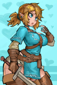 breasts genderswap genderswap_(mtf) large_breasts link nintendo pointy_ears saiykik the_legend_of_zelda the_legend_of_zelda:_breath_of_the_wild