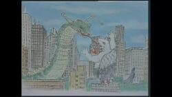 animated audible_music audible_speech beach beak blood blue_eyes blue_sky breath_weapon breathing_smoke building car city claws cobra_(animal) colored_blood crab daiei_film day exhaust explosion fangs figure fire flying forked_tail gamera gamera_(series) gamera_vs._garasharp garasharp giant giant_monster highres hill horns inoue_akira island japanese_audio japanese_text kaiju marukobukarappa military military_vehicle miniature monster mother_and_child motor_vehicle no_humans ocean official_art palm_tree parent_and_child pincers power_lines proof_of_concept puppet purple_blood rattlesnake real_world_location red_eyes roaring sharp_teeth siblings sketch sky skyscraper smoke smoke_trail snake sound stinger tail takahashi_nisan tank teeth tokyo_(city) tongue tongue_out toy tree turtle turtle_shell tusks twins video water yellow_eyes yuasa_noriaki