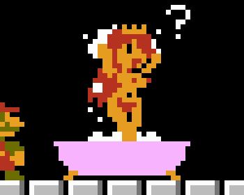 1boy 1girl ? arms_up baseball_cap bath bathtub black_background black_eyes breasts brown_shirt brown_shoes crown facial_hair hat large_breasts long_hair long_sleeves mario mario_(series) mustache navel nintendo nipples nude open_mouth overalls pixel_art princess princess_peach pubic_hair red_hair red_hat red_overalls saiwai_hiroshi shampoo shirt shoes smile soap_bubbles standing super_mario_bros._1 washing_hair