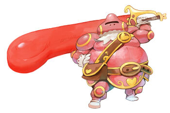 ambiguous_gender armor ascot bag belt full_armor full_body garrett_hanna gen_4_pokemon gloves gold_trim greatsword hand_on_own_hip helmet holding holding_sword holding_weapon huge_weapon humanization lickilicky looking_at_viewer nintendo pink_armor pink_helmet pokemon satchel solo standing sword weapon white_ascot white_gloves
