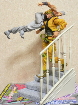 2boys dio_brando figure jean_pierre_polnareff jojo_no_kimyou_na_bouken male_focus multiple_boys photo_(medium) stairs stardust_crusaders
