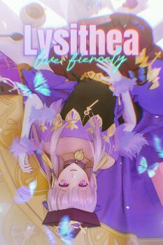 1girl bare_shoulders black_dress black_hat breasts closed_mouth collar commentary dress fire_emblem fire_emblem:_three_houses fire_emblem_heroes fur_trim gloves hair_ornament hat highres irisli0224 long_hair looking_at_viewer lying lysithea_von_ordelia lysithea_von_ordelia_(a_new_future) nintendo official_alternate_costume on_back pink_eyes purple_collar small_breasts smile solo white_gloves white_hair