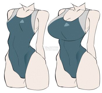 Rule 34 | 2girls, breasts, bust chart, competition swimsuit, cropped legs, headless, highres, large breasts, multiple girls, one-piece swimsuit, original, sg2907369, small breasts, swimsuit