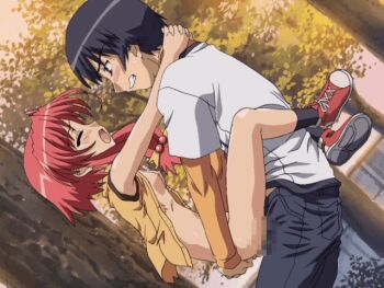 1boy 1girl against_tree age_difference animated animated_gif blush bottomless breasts censored chakku!_tsuiteru!! chop_(chakku!_tsuiteru!!) closed_eyes functionally_nude game_cg hands_on_another's_ass hetero leg_lock loli nipples open_clothes open_mouth open_shirt red_hair sex shoes small_breasts sneakers spread_legs standing standing_sex suspended_congress sweat tree vaginal