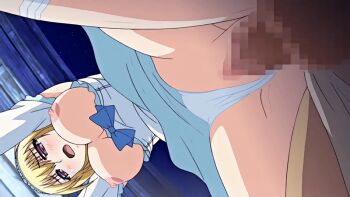 10s 1boy 1girl 2018 animated animated_gif ass blonde_hair blush bouncing_breasts breasts censored clothing_aside doggystyle dress hair_ornament hetero large_breasts liguceun_the_barbarian lunahasol_(harem_colosseum) lunahasol_(harem_colosseum) nipples panties panties_aside penis poro rape sex sex_from_behind tagme tensei_kendo_no_harem_colosseum testicles thighhighs underwear white_dress