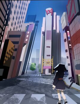 Rule 34 | 1girl, animal ears, animal hood, belt, black hoodie, building, cat hood, city, ear piercing, fake animal ears, fake tail, female focus, hood, hoodie, outdoors, piercing, road, sakurane shoka, shin subarashiki kono sekai, shoes, sneakers, street, subarashiki kono sekai, tail